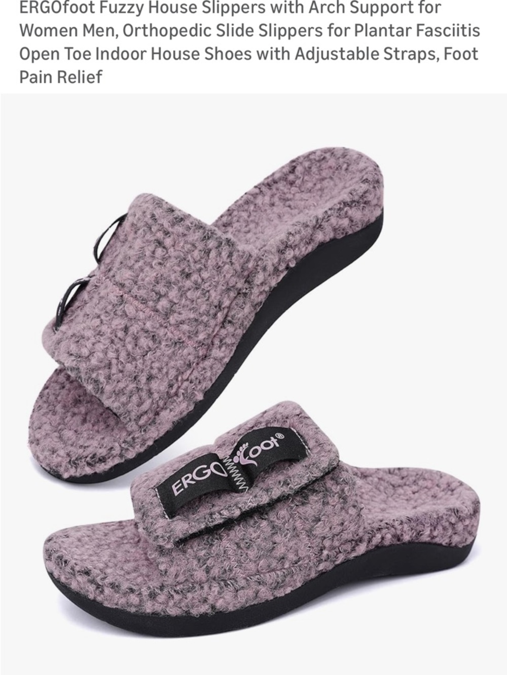 Women's Fuzzy Slide Slippers in Mauve